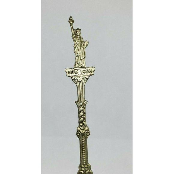 Holland Made New York Statue Of Liberty Embossed Pewter Built In 1884 Mini Spoon - Picture 3 of 12